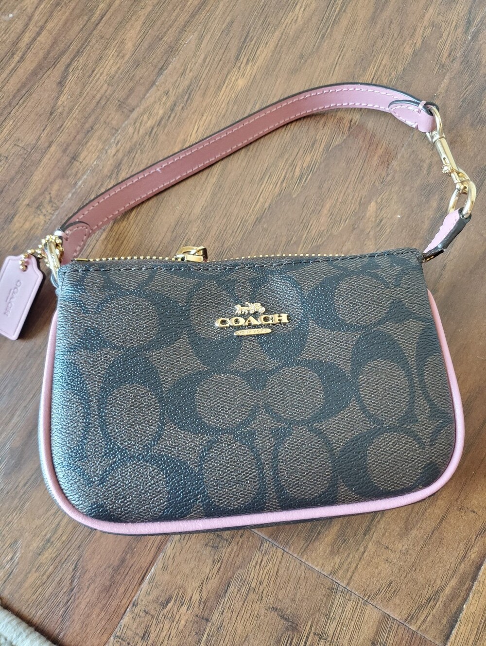 Coach Nolita 19 Signature Monogran Brown And Pink Mini Bag
